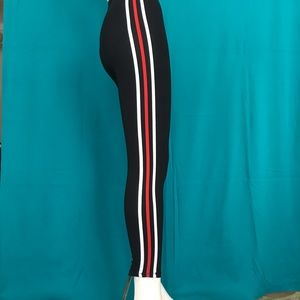 Black leggings with pinstripes